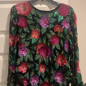 Beautiful vintage Kazar sequined blouse size large